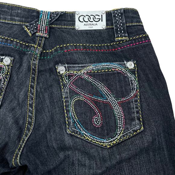 COOGI Rainbow Embellished Straight Leg Jeans Dark Wash Size 1/2 28x32 - Picture 9 of 12